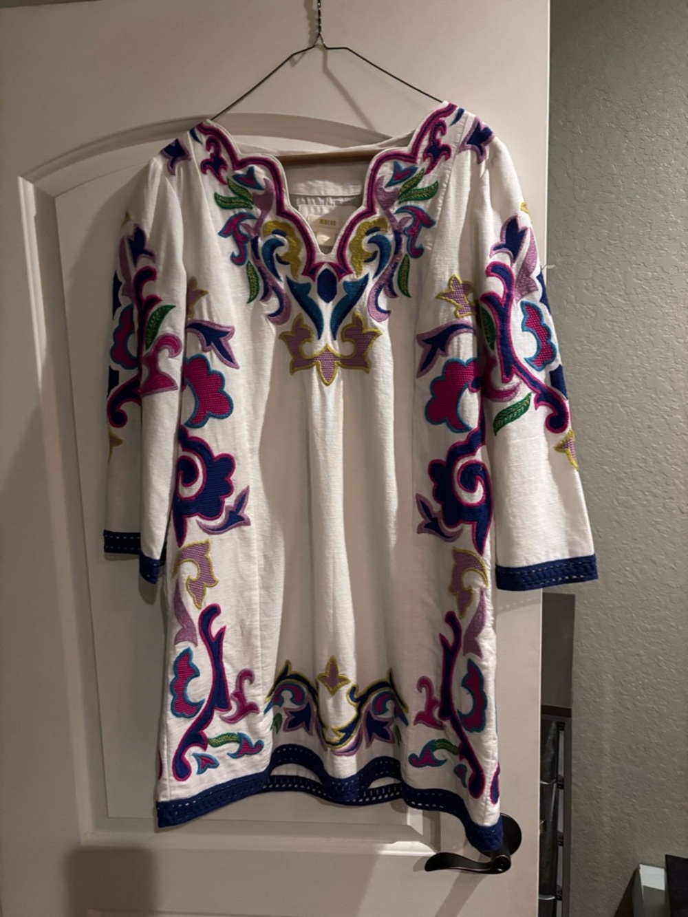 Anthropologie Maeve White Tunic with Bright Multicolor Embroidery - Picture 2 of 4